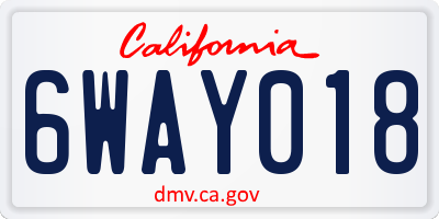 CA license plate 6WAY018