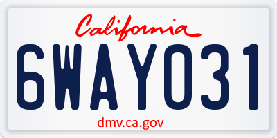 CA license plate 6WAY031