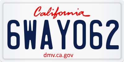 CA license plate 6WAY062