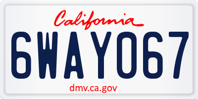 CA license plate 6WAY067