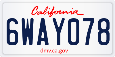 CA license plate 6WAY078