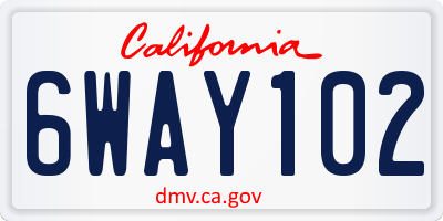 CA license plate 6WAY102