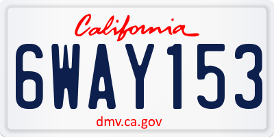 CA license plate 6WAY153