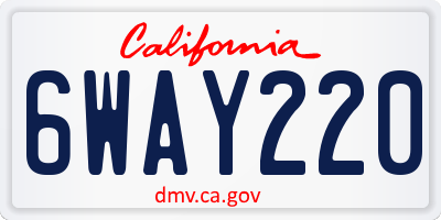 CA license plate 6WAY220