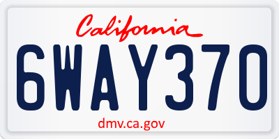 CA license plate 6WAY370