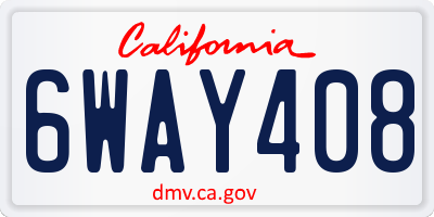 CA license plate 6WAY408
