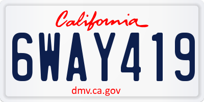 CA license plate 6WAY419