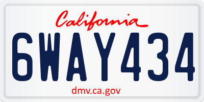 CA license plate 6WAY434