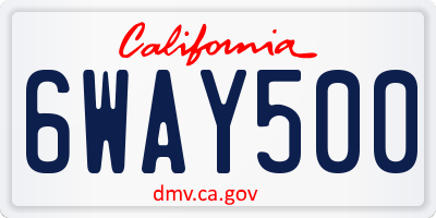 CA license plate 6WAY500