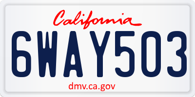 CA license plate 6WAY503