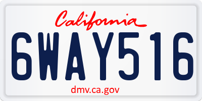 CA license plate 6WAY516