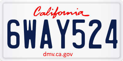 CA license plate 6WAY524