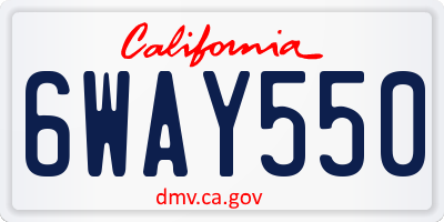 CA license plate 6WAY550