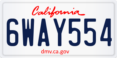CA license plate 6WAY554