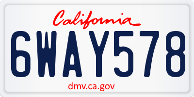 CA license plate 6WAY578
