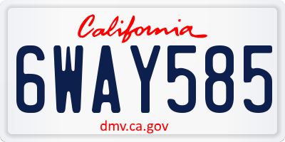 CA license plate 6WAY585