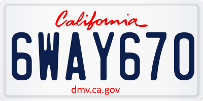 CA license plate 6WAY670