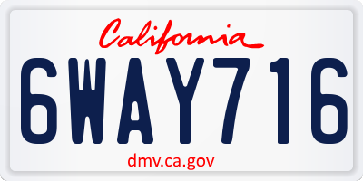 CA license plate 6WAY716