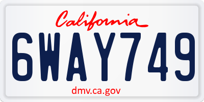 CA license plate 6WAY749