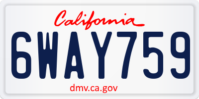CA license plate 6WAY759