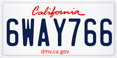 CA license plate 6WAY766