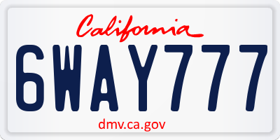 CA license plate 6WAY777