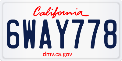 CA license plate 6WAY778