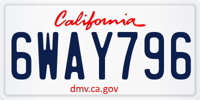CA license plate 6WAY796