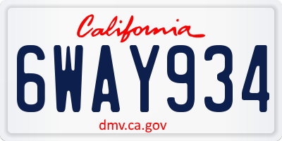 CA license plate 6WAY934