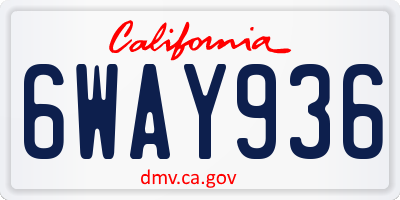 CA license plate 6WAY936