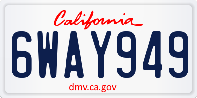 CA license plate 6WAY949