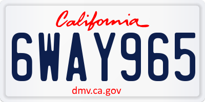 CA license plate 6WAY965