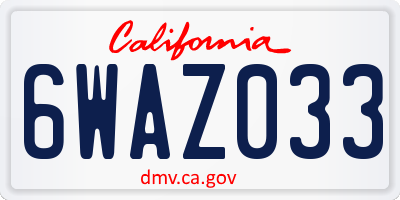CA license plate 6WAZ033