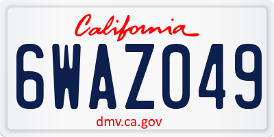 CA license plate 6WAZ049
