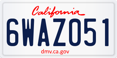 CA license plate 6WAZ051