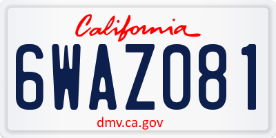 CA license plate 6WAZ081