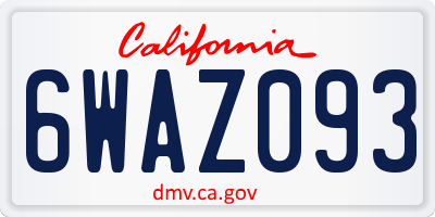 CA license plate 6WAZ093