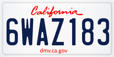 CA license plate 6WAZ183