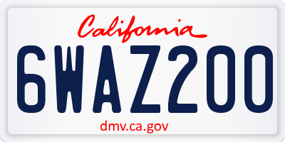 CA license plate 6WAZ200