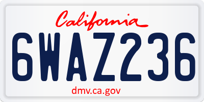 CA license plate 6WAZ236