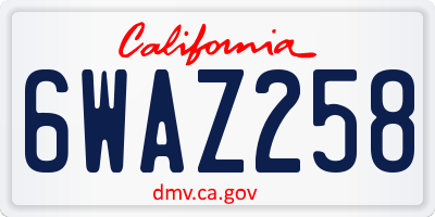 CA license plate 6WAZ258