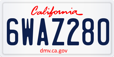 CA license plate 6WAZ280