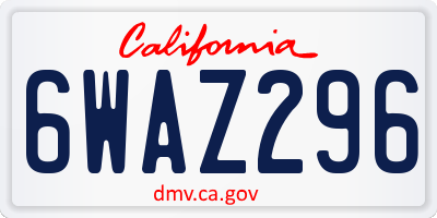 CA license plate 6WAZ296