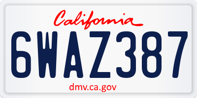 CA license plate 6WAZ387