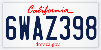 CA license plate 6WAZ398