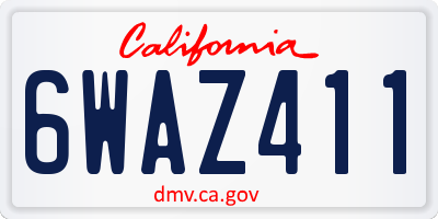CA license plate 6WAZ411
