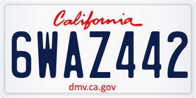CA license plate 6WAZ442