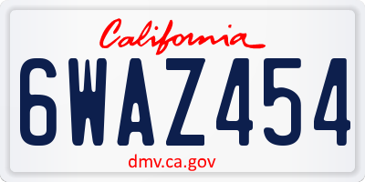 CA license plate 6WAZ454