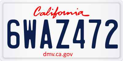 CA license plate 6WAZ472