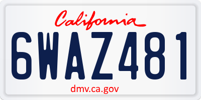 CA license plate 6WAZ481